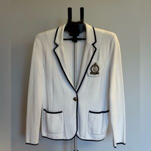 Ralph Lauren White With Navy Trim Crest Blazer